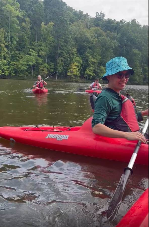 Lab group photo while kayaking